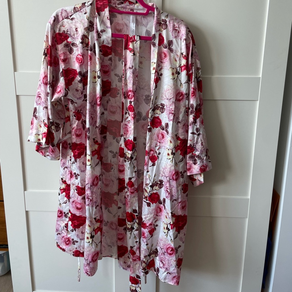 Flora Nikrooz Silk Floral Robe and Sash